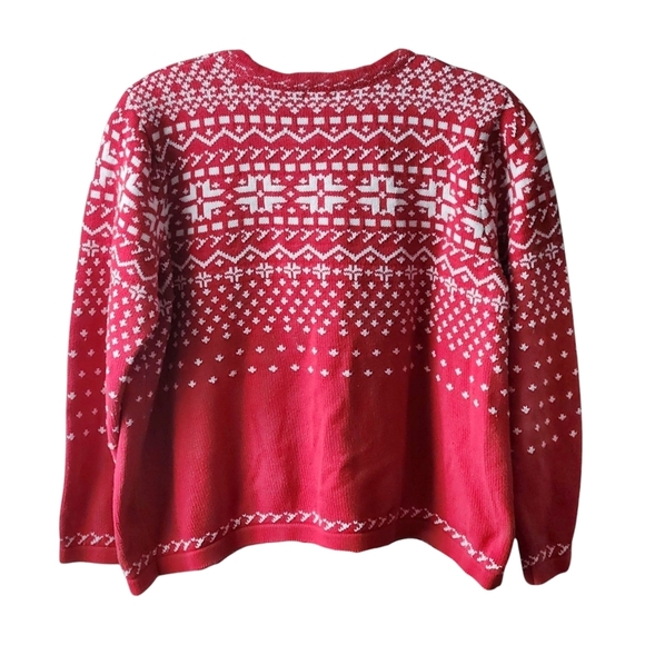 Vintage Holiday Cardigan Women XL Red Sweater Penguin Scandinavian Nordic - Picture 7 of 13
